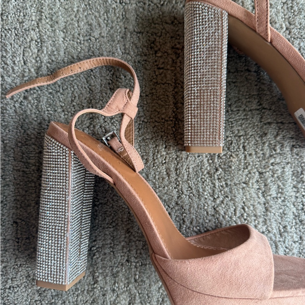 ASOS Design Nude Rhinestone Block Heel Sandals — NEW, NEVER WORN! - Picture 2 of 5